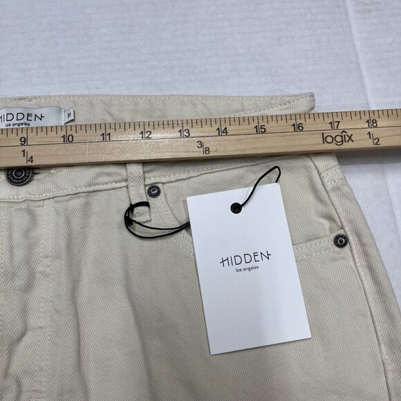 Hidden‎ Tracey Jeans Womens 31 Cream Tracey High Rise Straight Distressed Denim - Picture 8 of 11